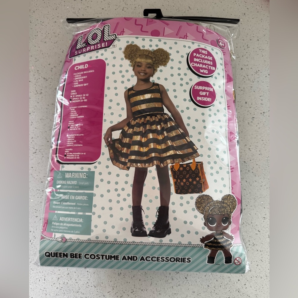 adidas Queen Bee Costume for Kids - Black and Gold size small